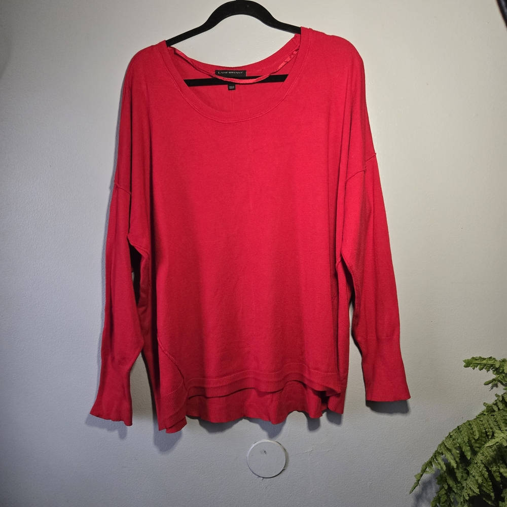 Lane Bryant Red Oversized Long Sleeve Top – Plus Size 22/24
